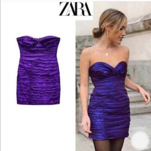 Zara Lilac Strapless Draped Mini Dress