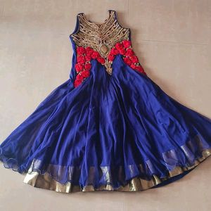 Royal Blue Embellished Gown for Kid Girls