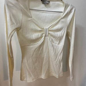 White Sweetheart Neck Top