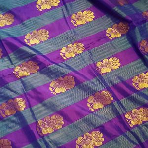 100% Pure Rose Motifs Mulberry Saree