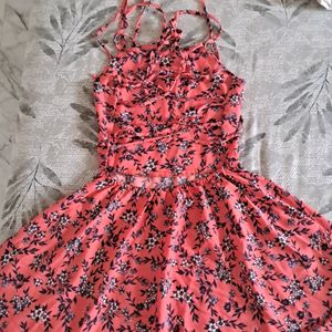 Orange Lace Up Back Dress