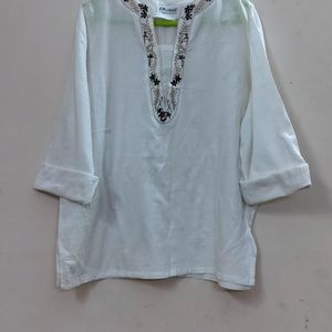 White Short Cotton Kurta