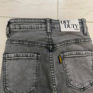 Off Duty India Metal Grey High Waist Cargo Jeans