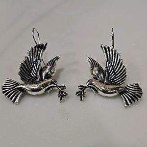 Oxidised Unique Bird Earrings