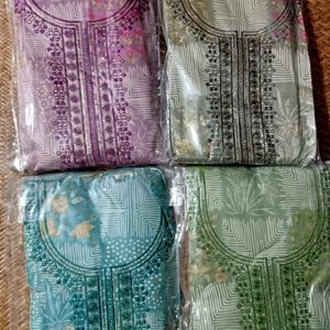 Unstitched 3 Pcs Neck Embroidery n Printed