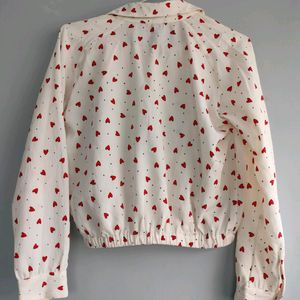 white heart printed shirt