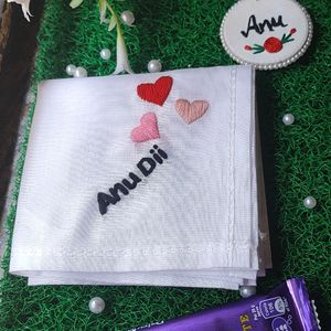 Name Embroidery Keychain+Personalised Handkerchief