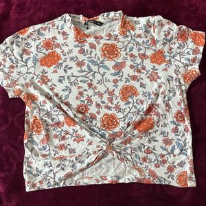 Zudio White Flower Print Top