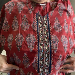 Maroon Kurta Work With Sharara