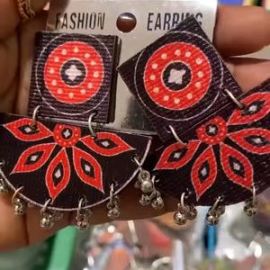 Hand-painted Fabric Earring
