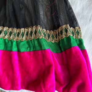 Women Black And Pink Anarkali Dress