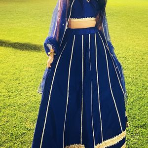 Gorgeous Royal Blue Lehenga With Pretty Net Dupatt