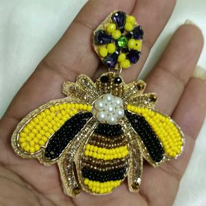 Honey Bee Beaded Earring