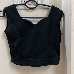 Black Crop Top With Designer Back