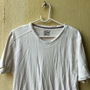 v neck white cotton tshirt for men