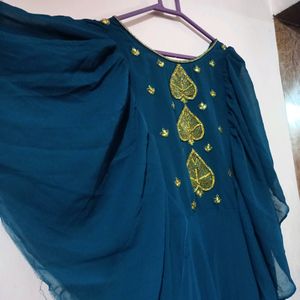 Designer Teal Blue Gown