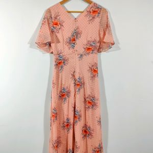 Peach Printed Casual Dresses (Women's)