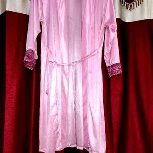 Pink Satin Short Nighty