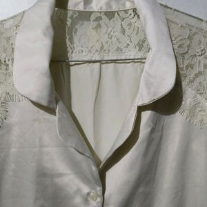 Vera Wang white satin shirt