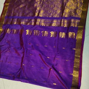 Purple Colour Pure Gadwal Saree