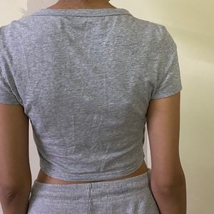 SHEIN basic grey crop top