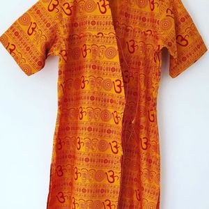 orangish yellow half sleeves, unisex, wrap  tunic