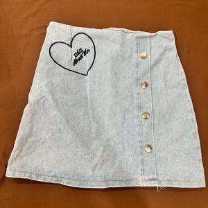 Embroidered Denim Skirt