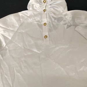 Korean Satin Top With Bow - M