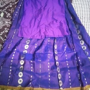 Violet Colour Pavada Set For Girls