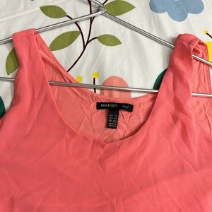 Flowy Peach/light Pink Top With Attached Lining