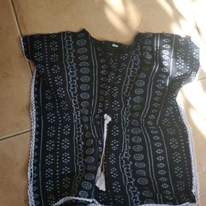 Like New Black Kaftan For Kids In Pure Cotton