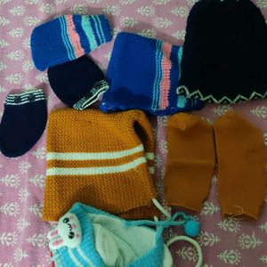 Woolen Head Caps And Mittens