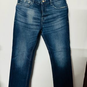 Blue Branded Straight Denim