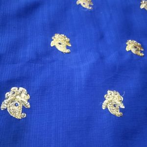 Navy Blue Saree With Embroidery Work