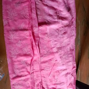 New Pink Saree Never Used With Blouse Fabric