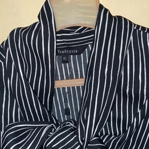 Van Huesen Stripes Shirt With Tie Up Ribbon