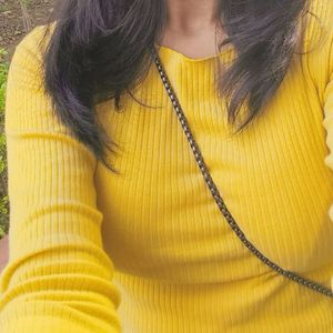 New Yellow Bodycon Full Sleeve Top