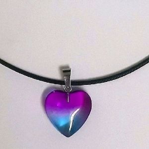 Y2k Glass Heart Pendant With Cord