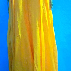 Women Yellow & Green Ethnic Wear Long Frock