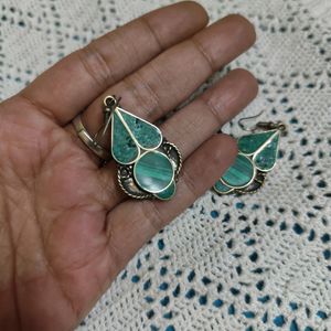 Antique Tibetan Green Danglers