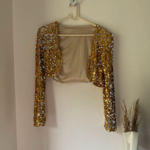 Sequin Gold Cropped Jacket