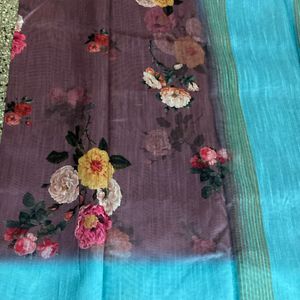 New Floral Print Saree For Grabs