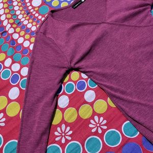 Maroon wrap pattern top