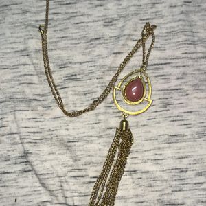 Long Chain With pink Pendant