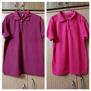 Xl Size Collared Neck Tshirts Maroon, Pink