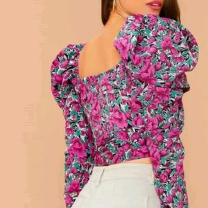 Floral Print Women Pink Top