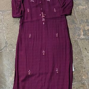 Purple Embroidery Kurti