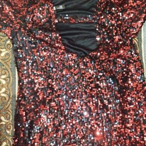 Red And Black Sparkling One Piece Dress🦋