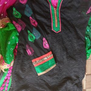 Kurti Set Patiyala Salwar Suit Bandhani Dupatt