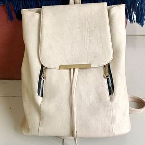 Cream Colour Fashionable Backpack For Women/Girls